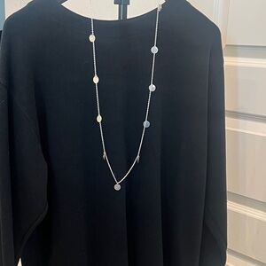 George Silver-tone Long Disc Station Necklace